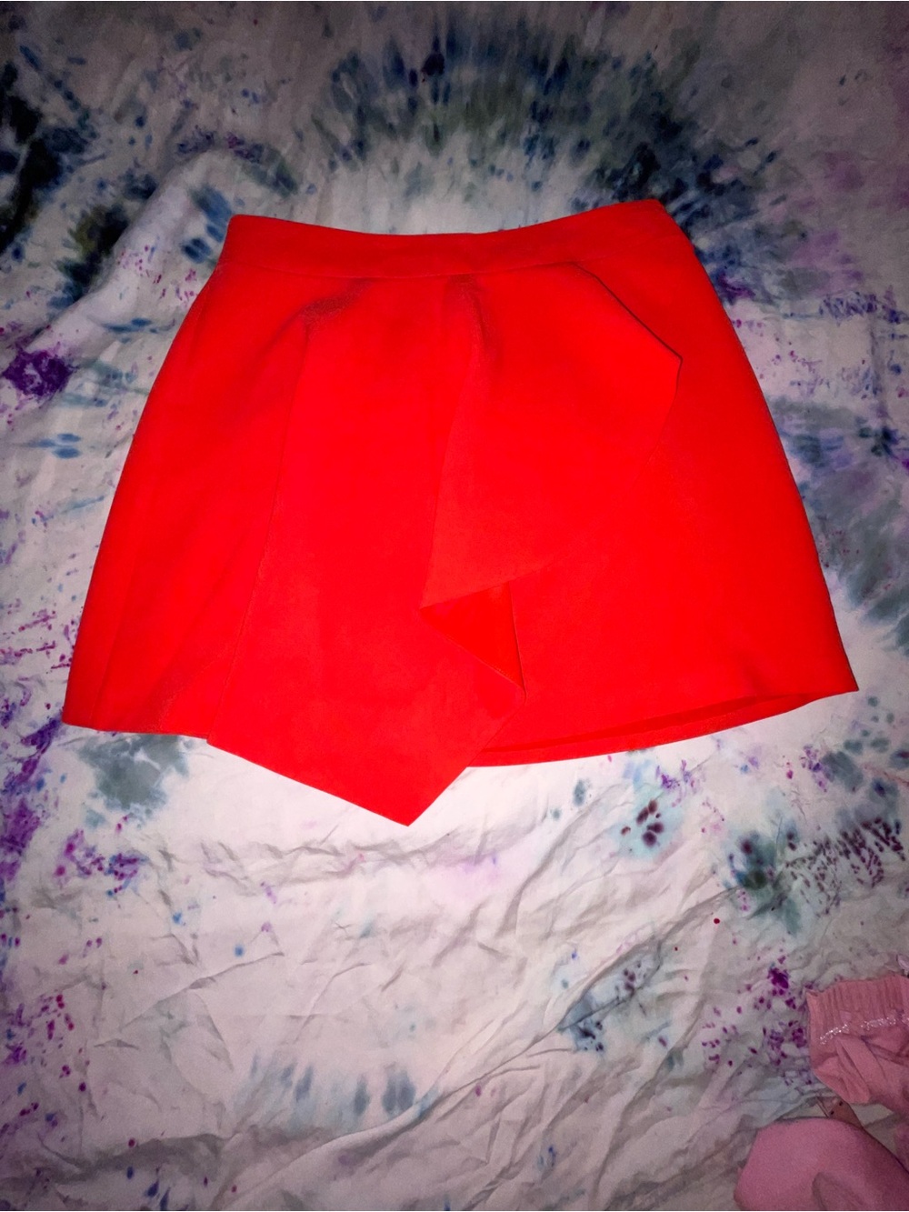 Alice + Olivia Vibrant Red Asymmetrical Mini Skirt